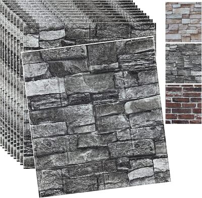10 Pcs 3D Tile Brick Wall Sticker Self-adhesive Foam Panel Wallpaper 38*35