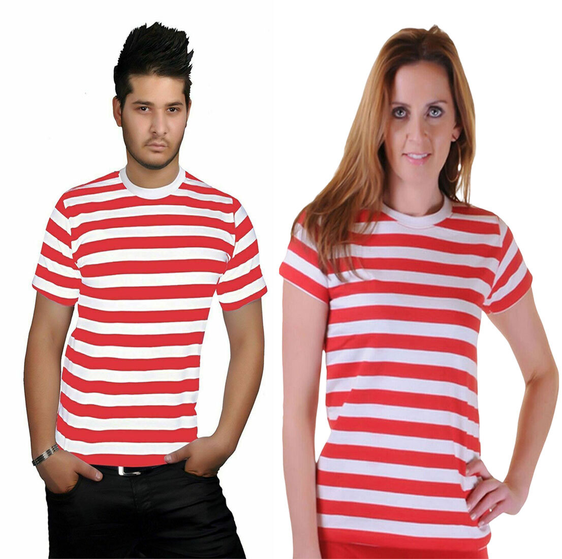 Camiseta a rayas rojas y blancas para hombre y mujer camiseta a rayas para mujer
