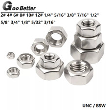 UNC / BSW HEX NUT HEXAGON FULL NUTS A2 STAINLESS STEEL 1/4 3/8 1/2 5/32 3/16
