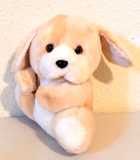 Vintage Artmark Chicago Ltd. Tan and White PUPPY DOG Stuffed Animal Plush 6"