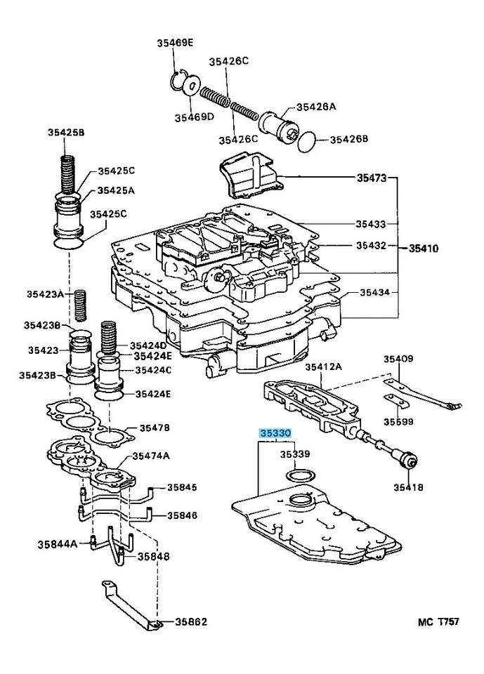 TOYOTA CAMRY SXV10 86-01 Genuino Cuerpo de Válvula de Transmisión A/T Filtro de Aceite Fabricante de Equipo Original Foto 4 de 4