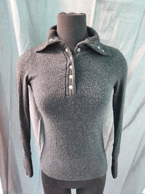 Forever 21 Turtleneck Sweater Button Up Long Sleeve Dark Gray Pullover  Small