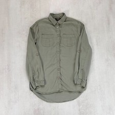 Lipsy Womens Shirt Sz 6 Khaki Green Oversized Button Up Military Minimalist