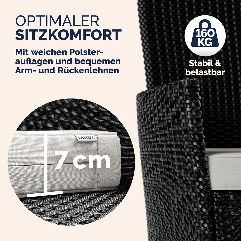 CASARIA® Gartenmöbel Set Polyrattan Sitzgruppe Essgruppe Garten Tisch 4 Stühle - Bild 3 von 4