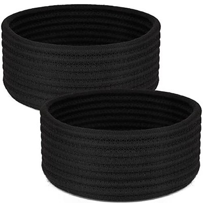 2pack Black Woven Baskets Natural Small Cotton Rope Storage Cute Round Decorativ