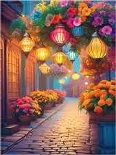 Tile Mural Street Scene Flowers Lanterns Kitchen Wall Backsplash Marble Ceramic