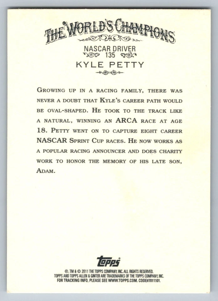 2011 Topps Allen & Ginter #135 Kyle Petty - Image 2 of 2