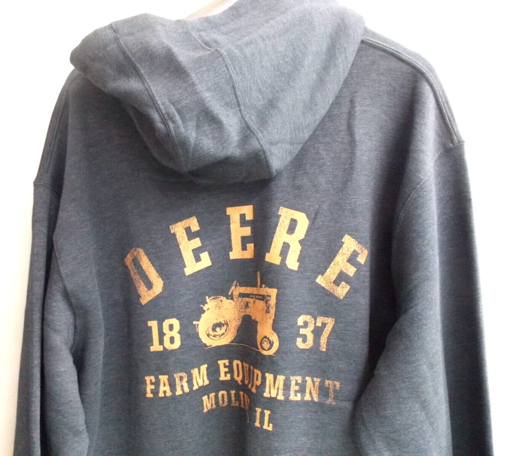John Deere Midweight Navy Fleece Hoodie NWT in 4 Sizes