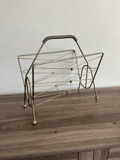 Vintage Mid Century Modern Metal Magazine Record Rack Holder 60s Atomic Large