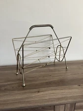 Vintage Mid Century Modern Metal Magazine Record Rack Holder 60s Atomic Large