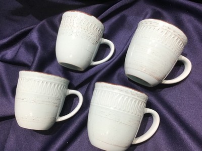 HOME ESSENTIALS COSENZA set of 4 MUGS TEAL never used! NEW! EXCELLENT!