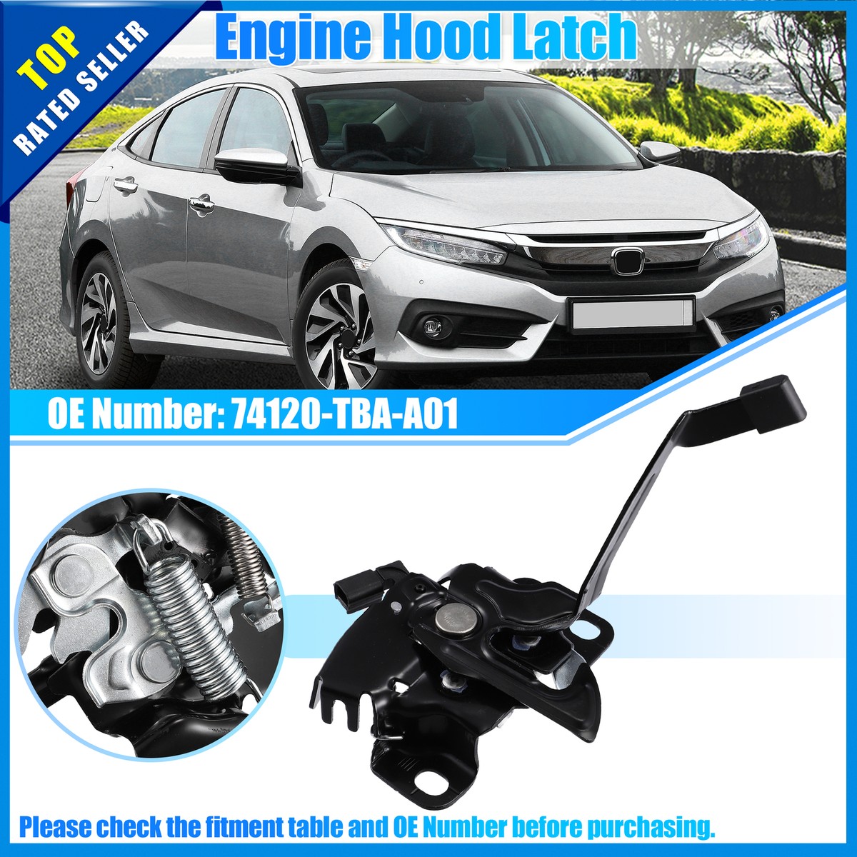 FIT FOR CIVIC 2001 2002 2003 HOOD LATCH # 74120S5AA01 FIT FOR CIVIC 2001 2002 2003 HOOD LATCH # 74120S5AA01