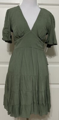 NWT B Darlin size 1/2 lt olive green short sleeve fit & flare dress juniors
