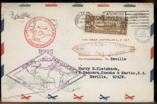 USA 1930 Graf Zeppelin Pan America Spain DOUBLE ROUND TRIP C14 Si64G Varie 91379 - Picture 1 of 2