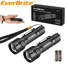 EverBrite 2PC 150Lumen Mini LED Flashlight 3Light Mode Zoomable Adjustable Focus