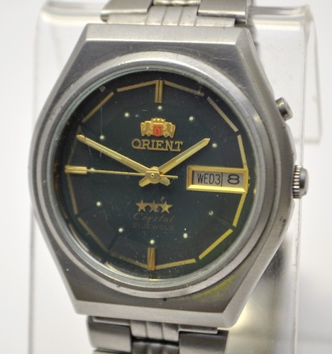 Orient *** Crystal 21 JEWELS cal.4694 Automatico Quadrante Verde  Giorno/Data Watch Giappone | eBay