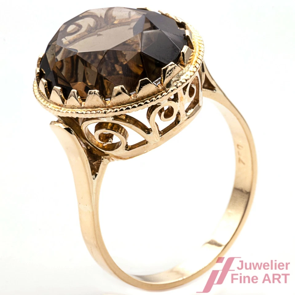 Ring 750 Gelbgold mit Rauchquarz - Bild 1 von 3