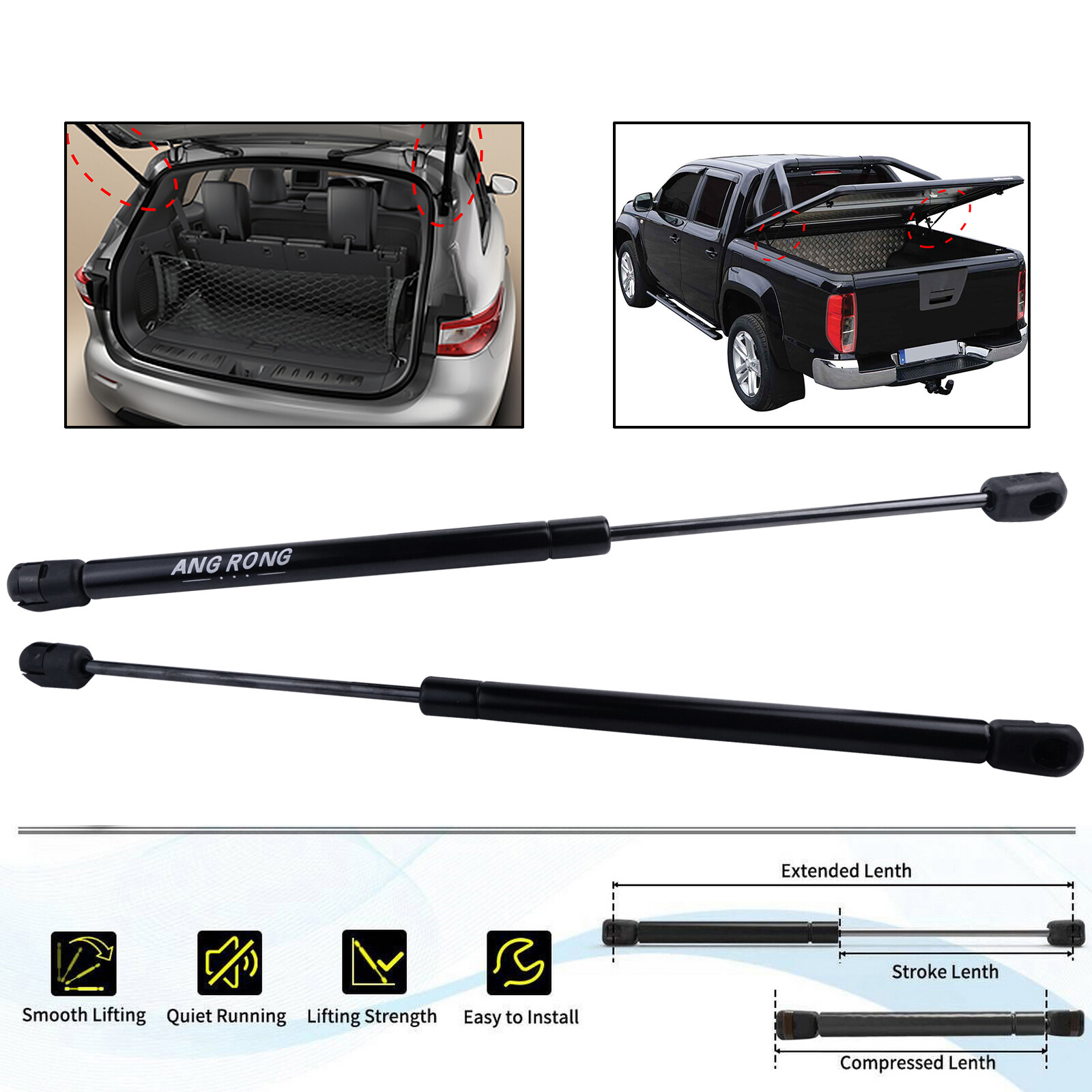 2x Rear Boot Tailgate Gas Struts Support Lifter For Nissan Navara