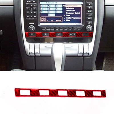 Red Carbon Fiber Climate Console Button Cover Trim For Porsche Cayenne Sport