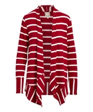 Truself Women Cardigan, Tru Self | Biking Red & Ivory Handkerchief Cardigan 2X