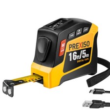 PREXISO 2-in-1 Digital Tape Measure 16Ft Rechargeable Measuring Tape Ruler Tools