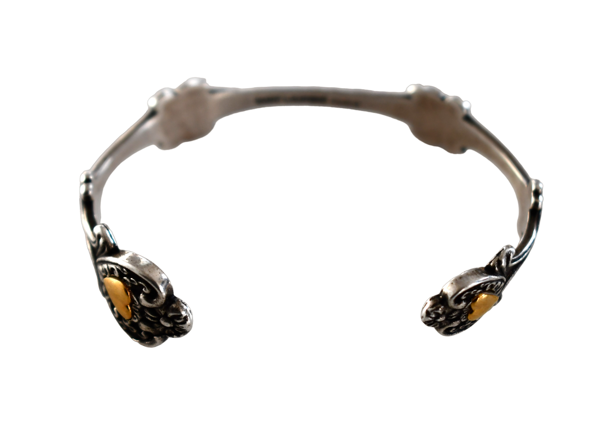 Auth SAINT LAURENT Paris Engraved HEART CUFF Bracelet L | eBay