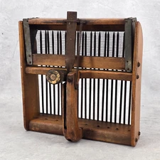 Antique Wooden Berry Picker Primitive Farm Tool with Wire Tines and Mesh Screen