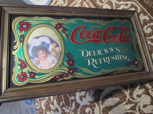 Vintage Coca Cola Advertising Mirror " Drink Coca Cola Delicious And Refreshing"