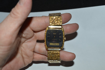 10K BASE/NATURAL/NUGGET(22kt) /SEIKO QUARTZ WATCH VINTAGE ALASKAN