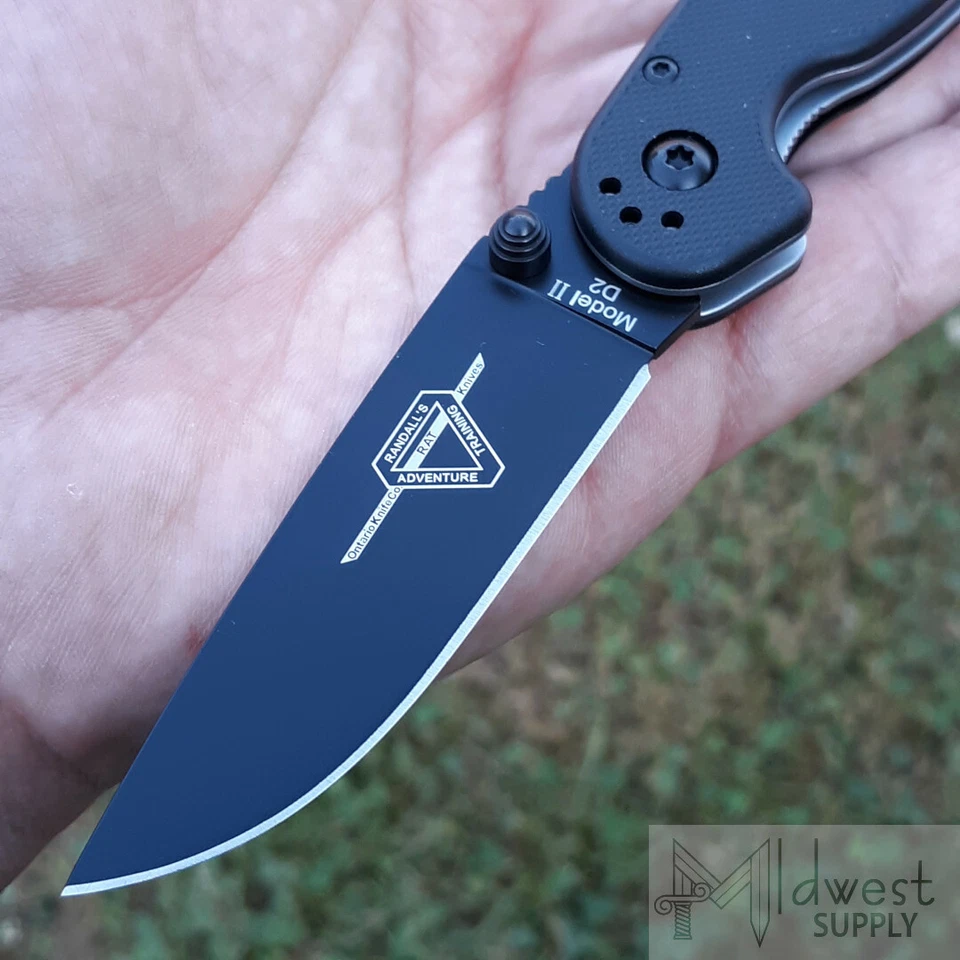 Ontario RAT II Folding Knife 3" D2 Tool Steel Drop Point Blade Black G10 Handle - Image 3 of 4