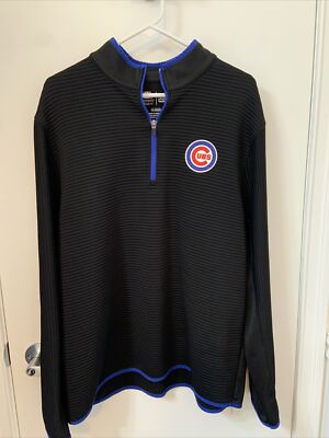 Chicago Cubs MLB Baseball Mens 1/4 Zip Pullover TX3 Warm Black