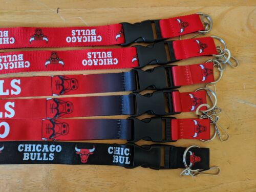 Chicago Bulls Lanyard Key Ring Keychain Clip ID Holder - Picture 1 of 10