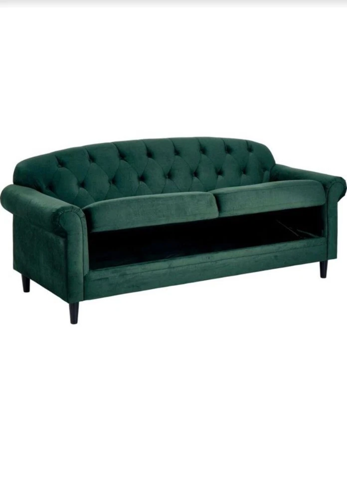 1/2 Sitzer Sofa aus Samtstoff Luxuriöse Hochwertige mit Stauraum grün - Bild 2 von 4