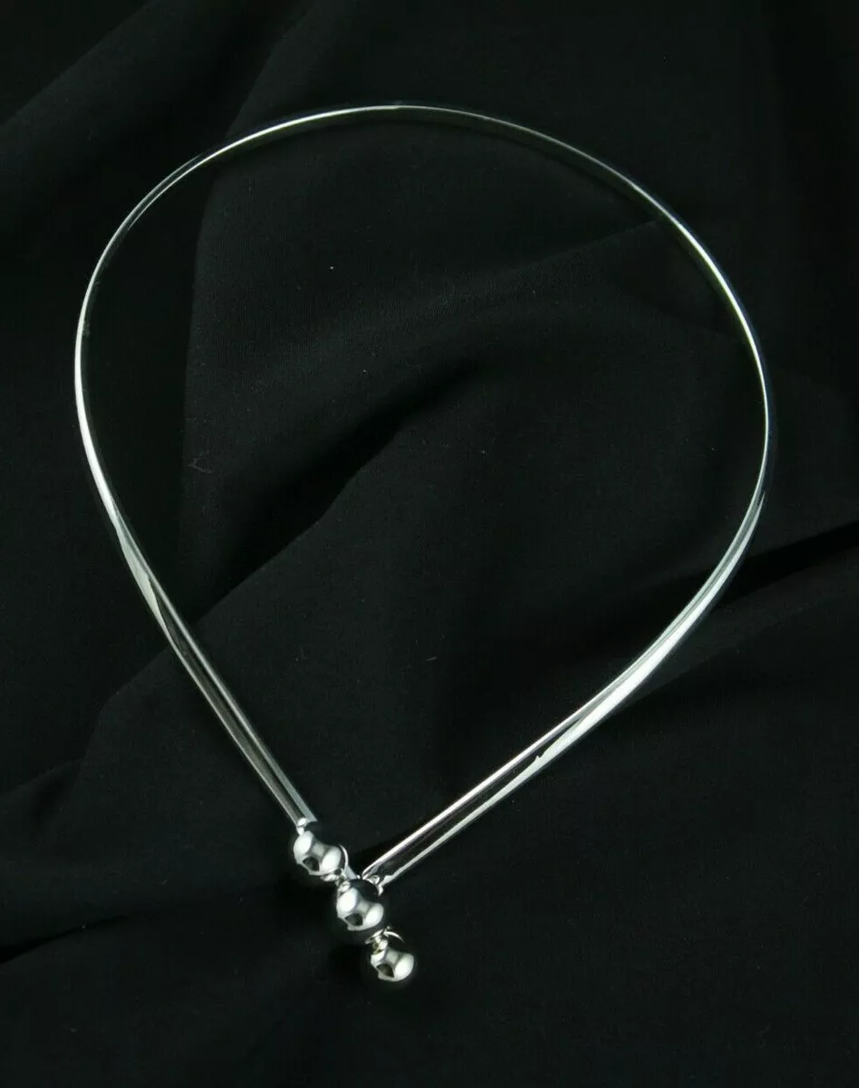 925 Sterling Silver Plated Choker Collar Necklace Shiny Fashion