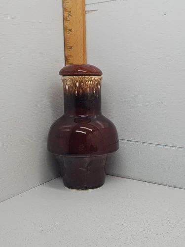 Crestone HULL Carafe Lidded Pottery Brown Drip 7" #2