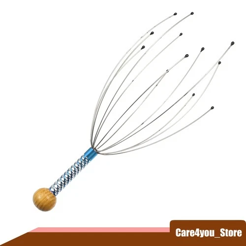 Head Massager Scalp Massager 20 Fingers Head Scratcher for Head Relaxing Blue