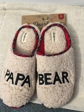 New Dearfoams Slippers Papa Bear Men's Memory Foam Slippers Size Medium 9-10