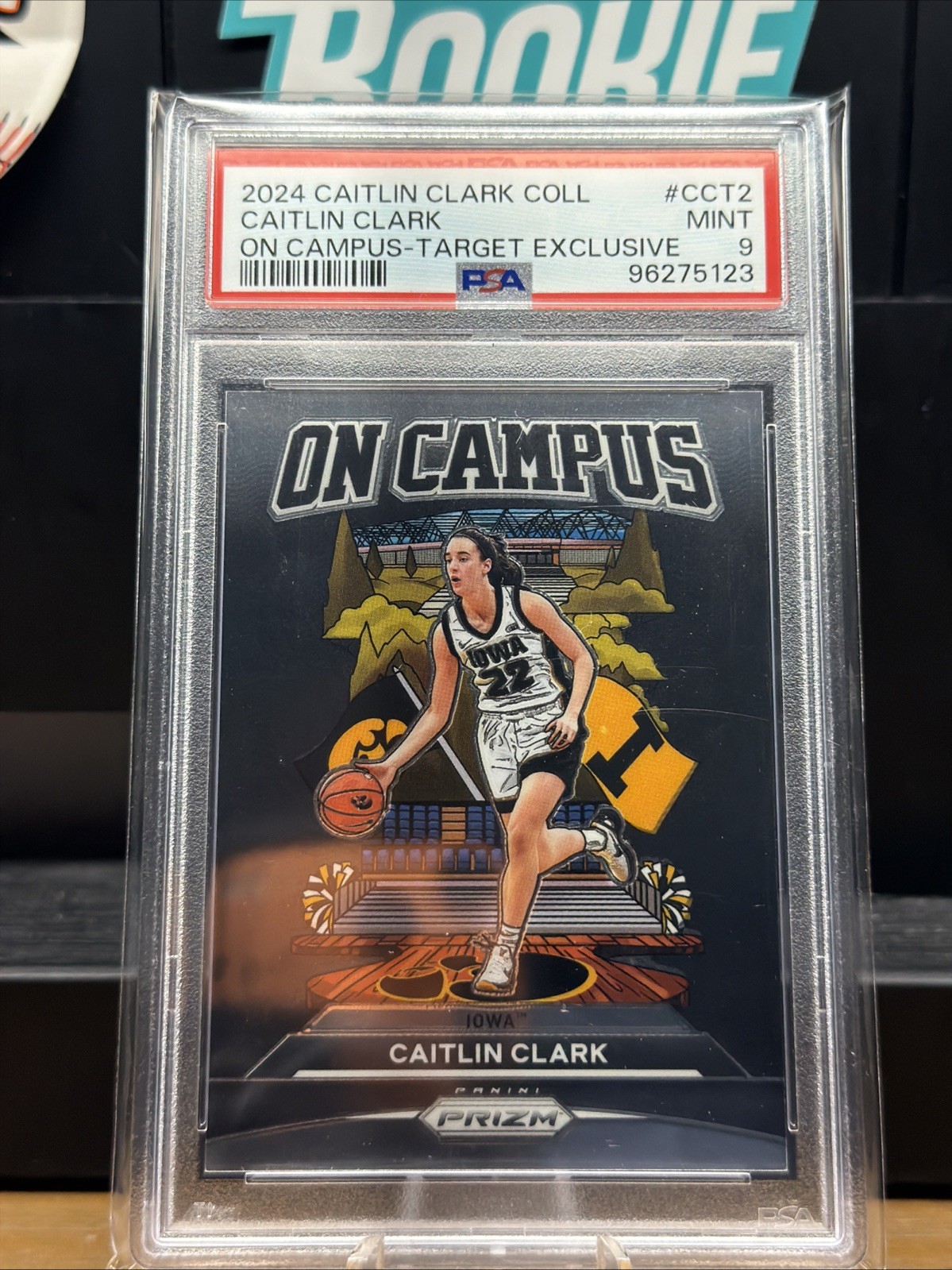 2024 Panini Caitlin Clark Collection On Campus #CC-T2 Target Exclusive PSA 9 view 3