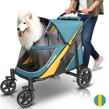 Petbobi Dog Stroller for Large  Medium Dogs - Easy Fold Dual Green Yellow