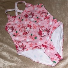 Axolotl Girls Swimsuit One Piece Bathing Suit Crossed Back, sz 9-10