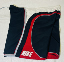 Nike Vintage Spellout 90s Swim Shorts Trunks Mesh Lined Black Red White Men's XL