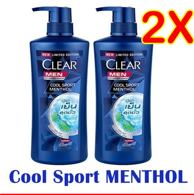 2X CLEAR Men Anti-Dandruff Hair Shampoo Cool Sport Menthol Formula Fresh 370ml