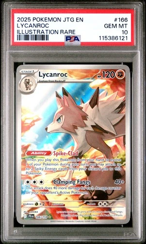 2025 POKEMON JTG EN-JOURNEY TOGETHER ILLUSTRATION RARE #166 LYCANROC PSA 10
