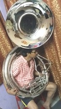 SOUSAPHONE BIG 25"BELL SIZE OF PURE BRASS IN CHROME POLISH FREE CASES FREE SHIP