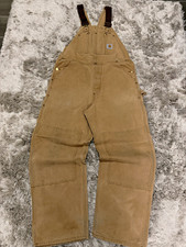 Carhartt R01 BRN Brown Cotton Canvas Work Bib Overalls Men s 36x30