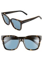 New Marc Jacobs Women 53mm Square Sunglasses Authentic Havana Black/ Blue Avio