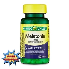 Melatonin Tablets Sleep Support Dietary Supplement 5 mg 120 Count Gluten-Free
