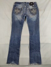 Miss Me Jeans Women  s 28 Boot Cut Embellished Pockets Riding Western Denim Blue