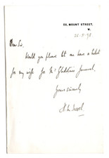 Colonel Herbert M. Jessel, 1st Baron Signed Letter 1898 / Autograph