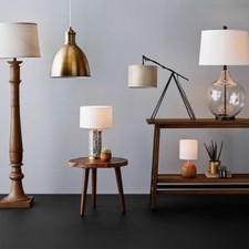 Large Linen Mod Drum Lampshade Gray - Threshold: Slip Uno Fitter, No Assembly